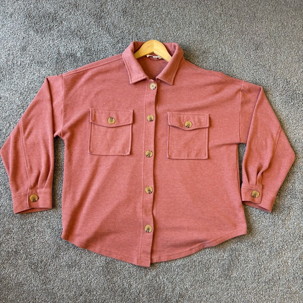 Pink women’s Button Shacket Jacket size Medium